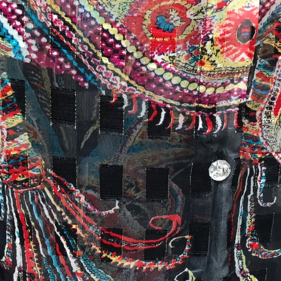 Le Caviar  sheer multicolored blouse. Size L. - Picture 4 of 5